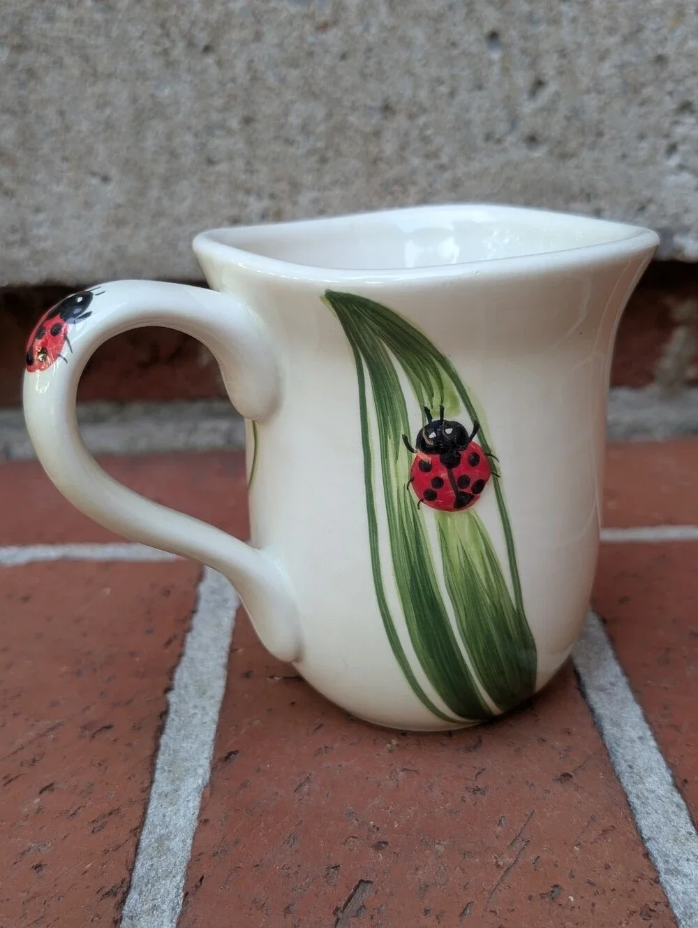 Pier 1 Hand Painted Ladybug Mug